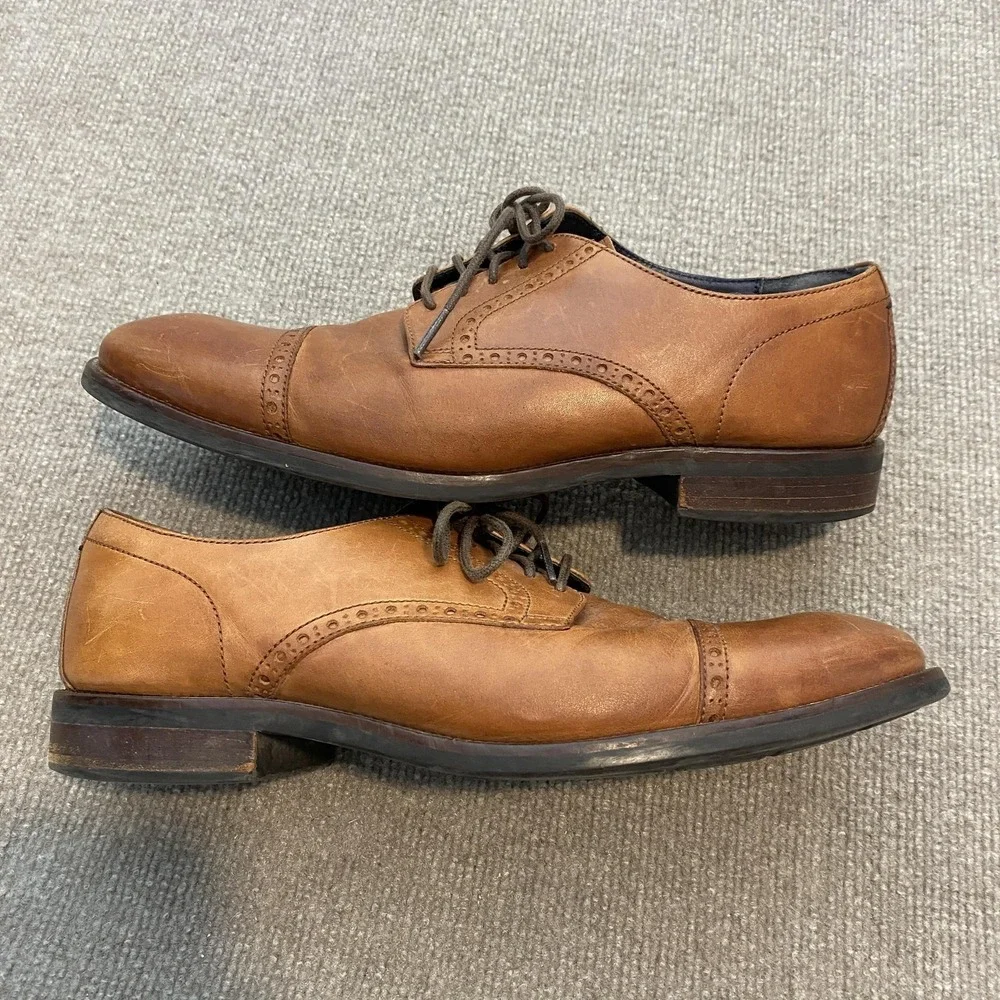 Cole Haan Grand.OS Shoes Mens Size 11.5 M Brown Leather Cap Toe Derby C26146